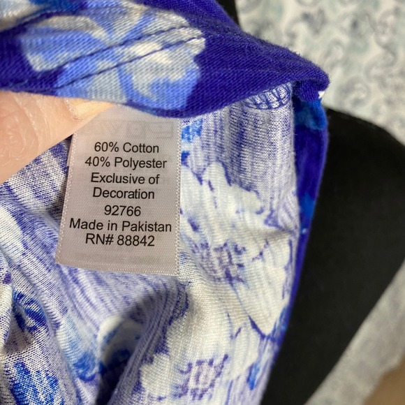 Woman Within Womens Plus Size 18/20 Blue Floral‎ Top with Lace Sleeves - Picture 7 of 10